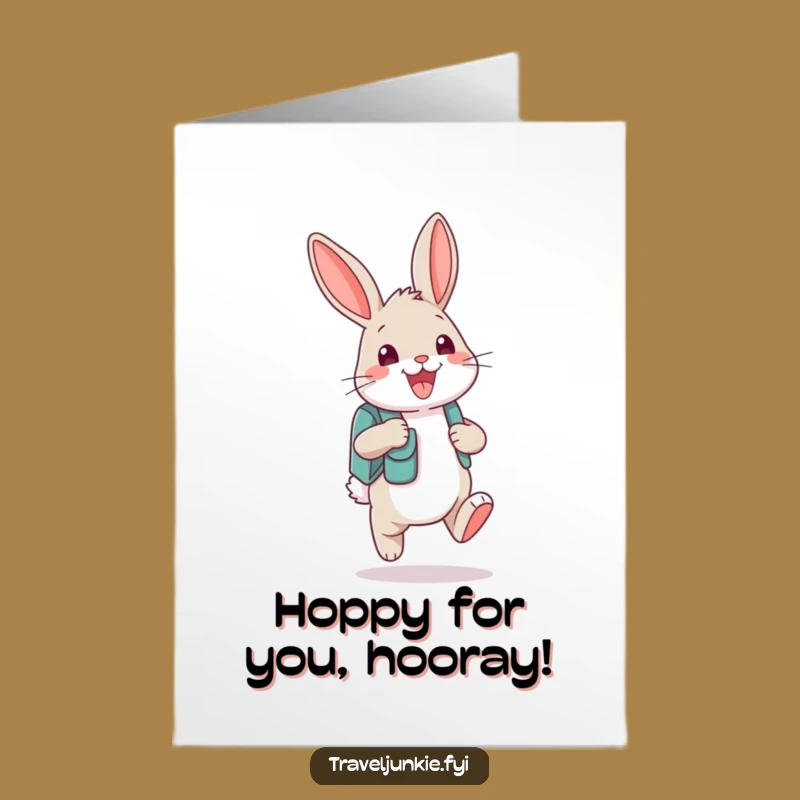 Free Printable Congrats Card: Excited Bunny on the Go