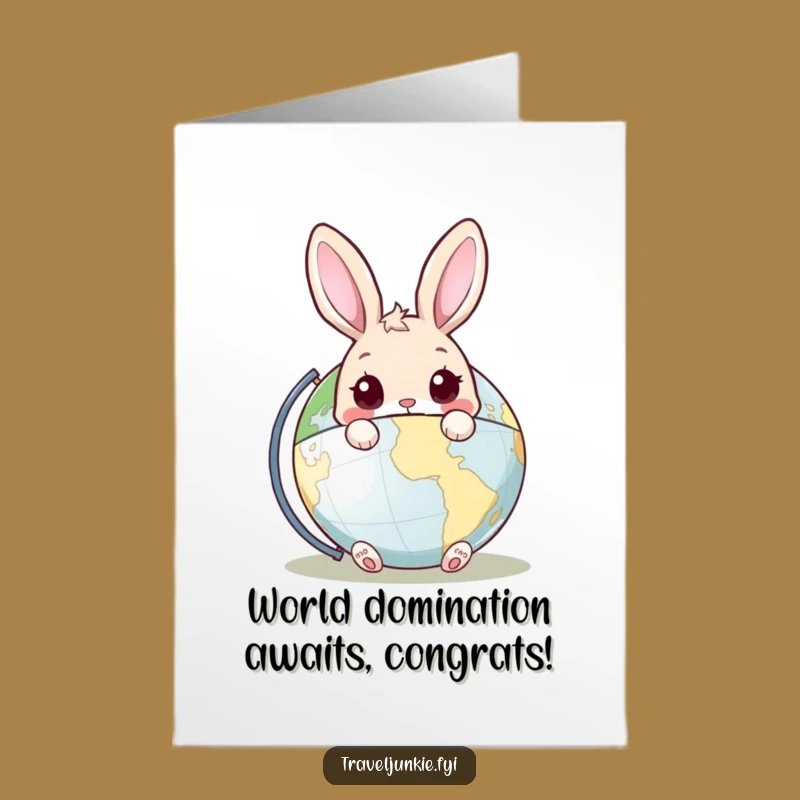 Free Printable Rabbit Congrats Card: Peeking Globe Humor, Downloadable & DIY
