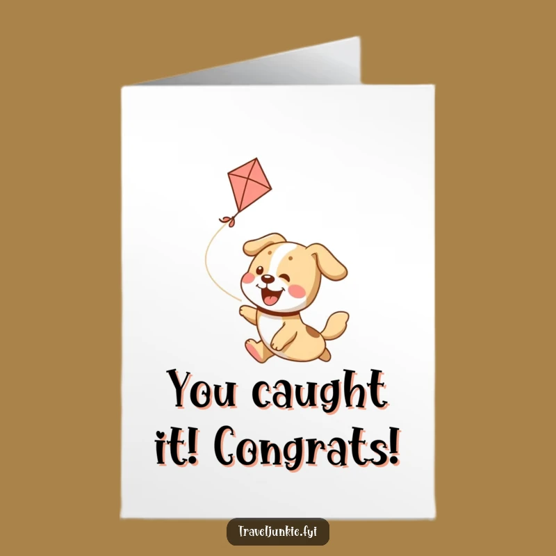 Free Printable Congrats Card: Joyful Dog Kite Chase - Humorous Downloadable Celebration Gift