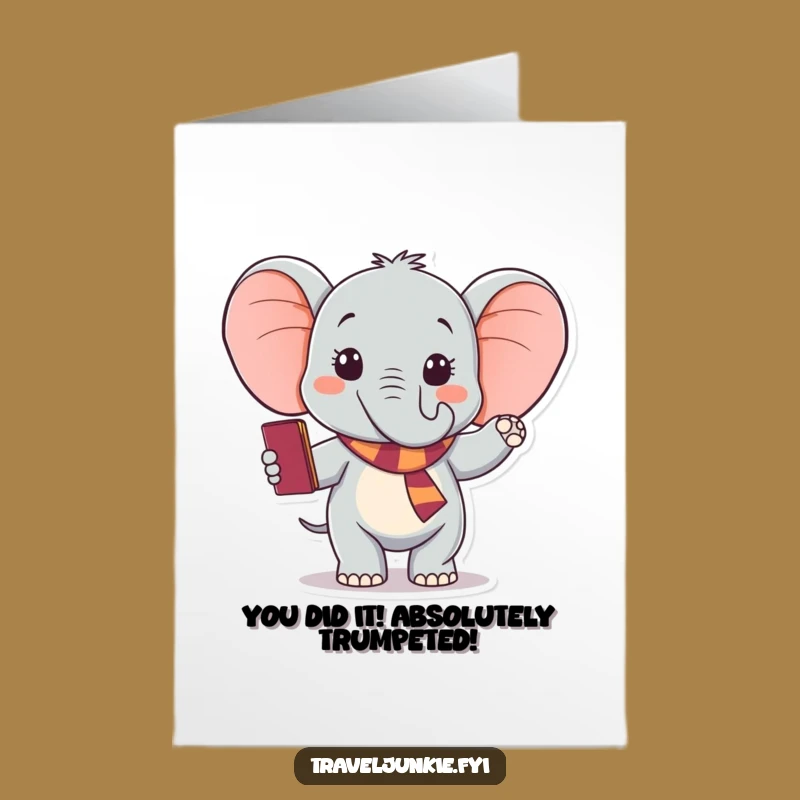 Free Printable Elephant Congrats Card: Funny Travel Adventure Downloadable Gift