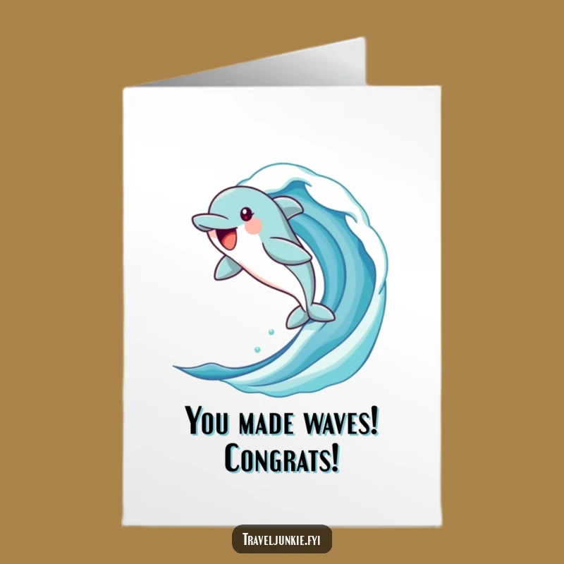 Free Printable Congrats Card: Dolphin's Splash of Success!