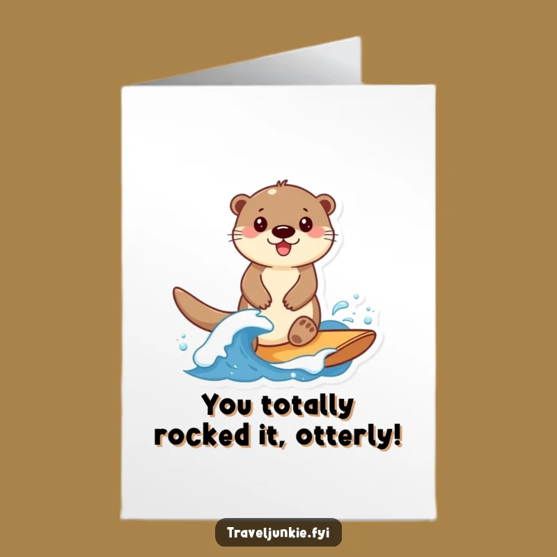 Free Printable Otter Wave Congrats Card: Funny Downloadable Gift for Surfing Success
