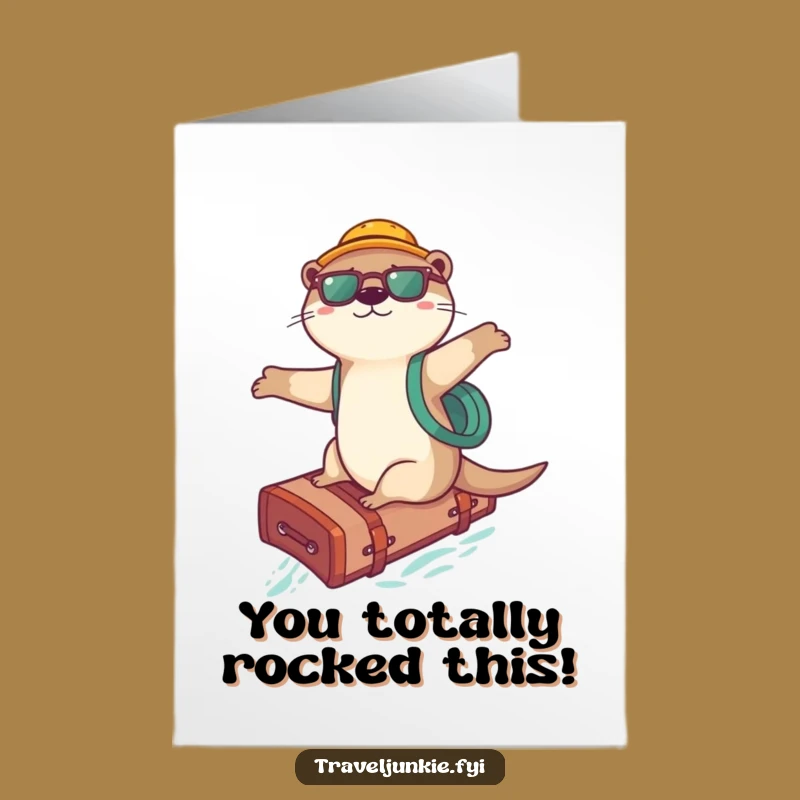 Free Printable Otter Surfer Congrats Card: Playful Success Downloadable!