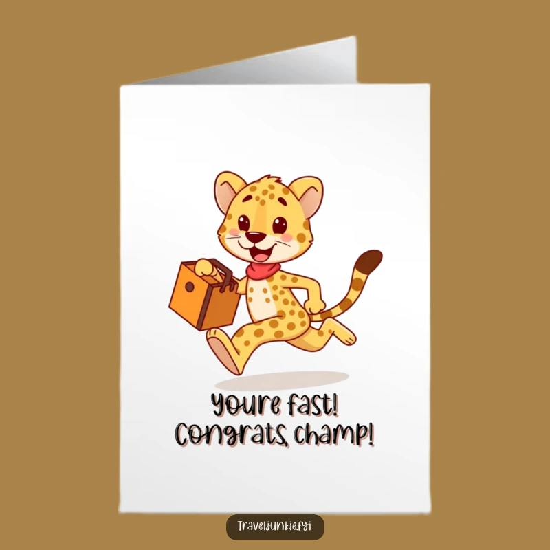 Free Printable Cheetah Congrats Card: Fast Track Success Downloadable Gift