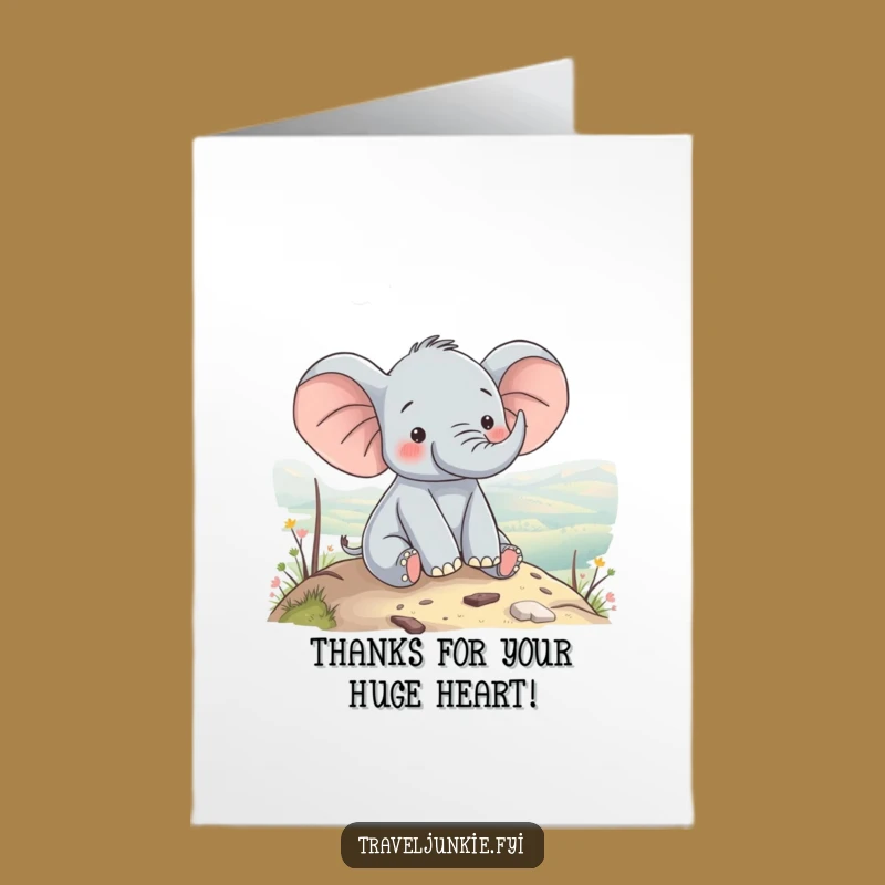 Free Printable Elephant Thank You Card: Scenic Hilltop, Easy Download