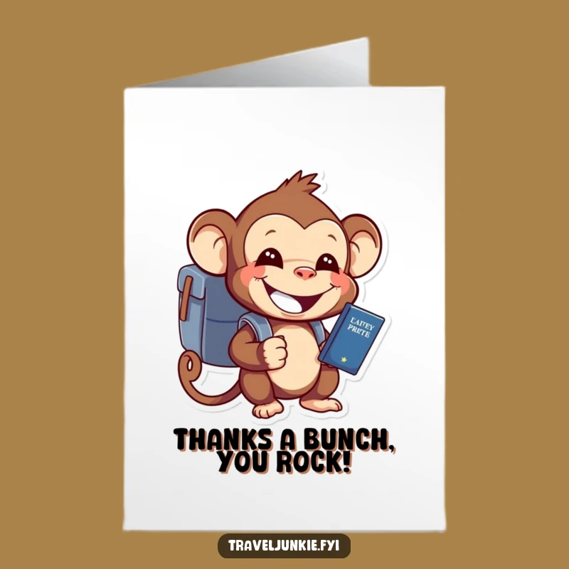 Free Printable Monkey Thank You Card: Funny Downloadable Gift for Gratitude