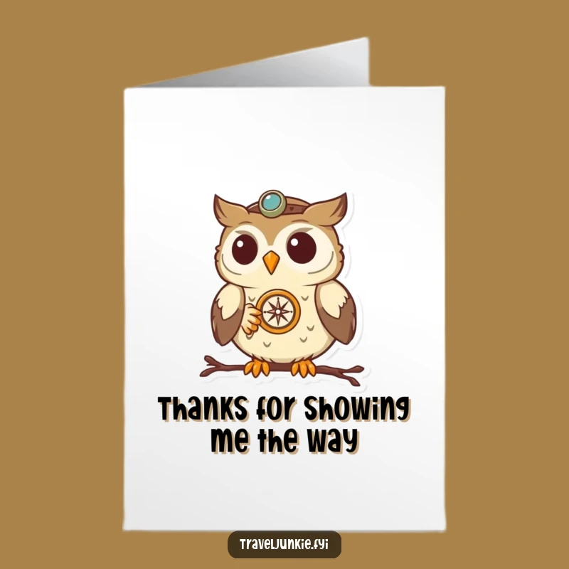 Free Printable Owl Thank You Card - Funny Owl Navigation Downloadable Gift for Expressing Gratitude