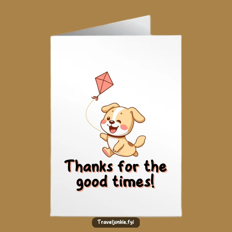 Free Printable Thank You Card: Funny Dog Kite Chase - Grateful Downloadable Message Gift