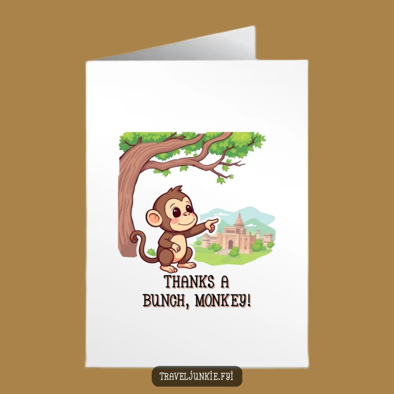 Free Printable Thank You Card: Monkey Points Gratitude, Funny Downloadable Gift!