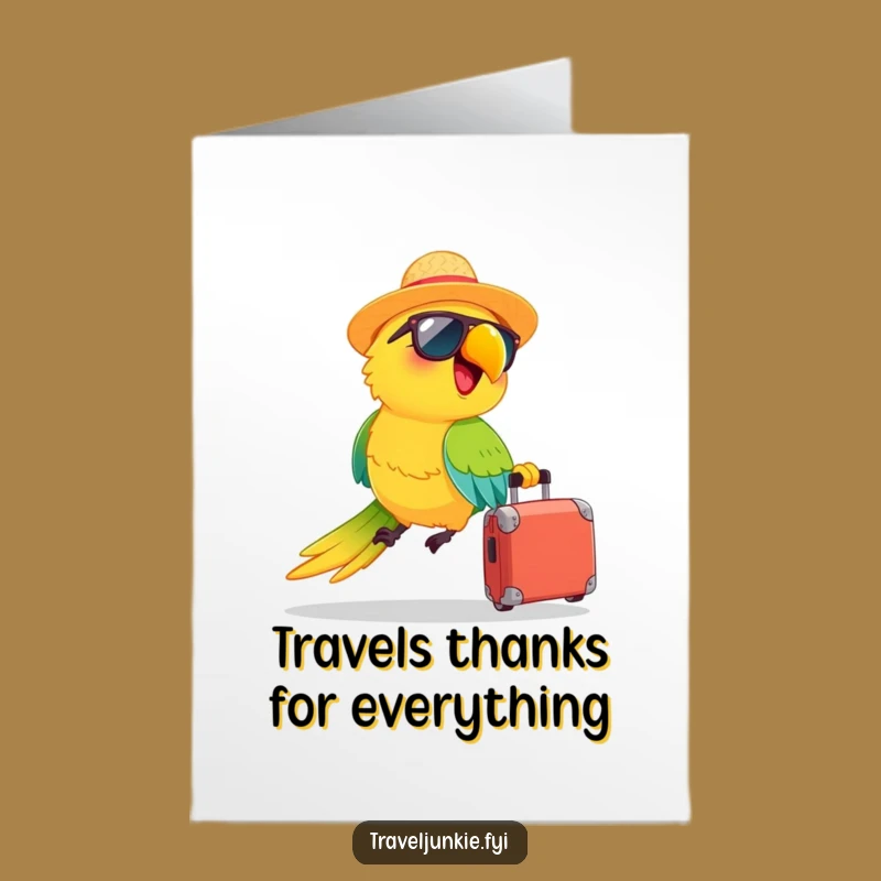 Free Printable Thank You Card: Parrot's Grateful Journey Funny Downloadable Gift