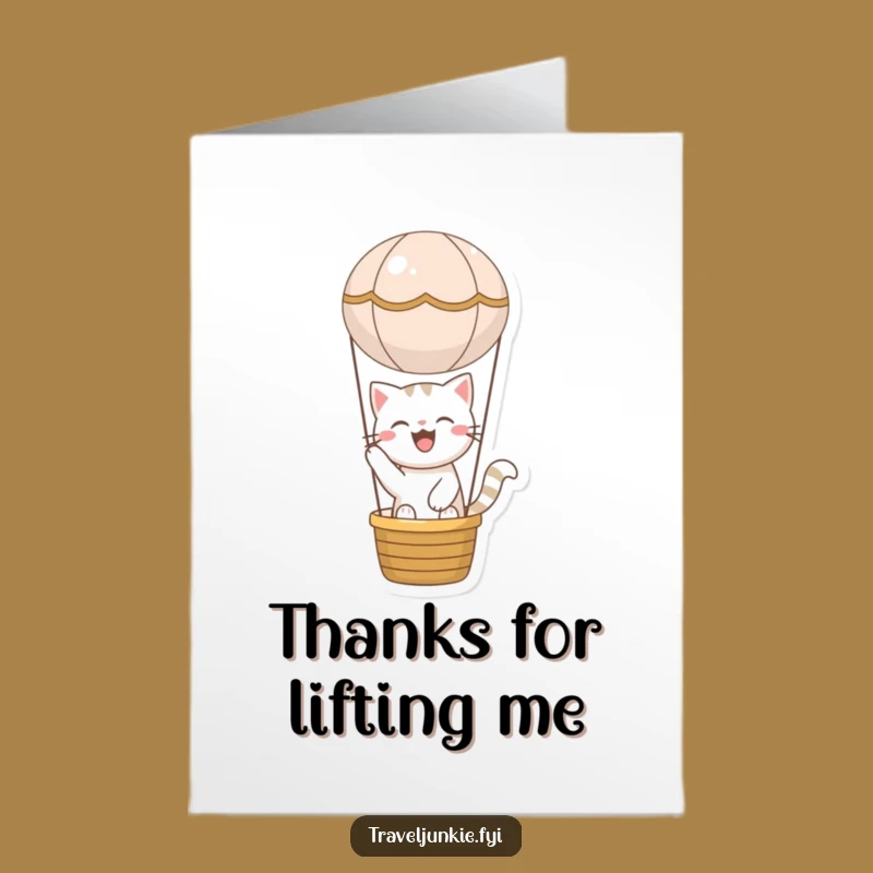 Funny Free Printable Thank You Card: Cat Balloon Gratitude, Downloadable