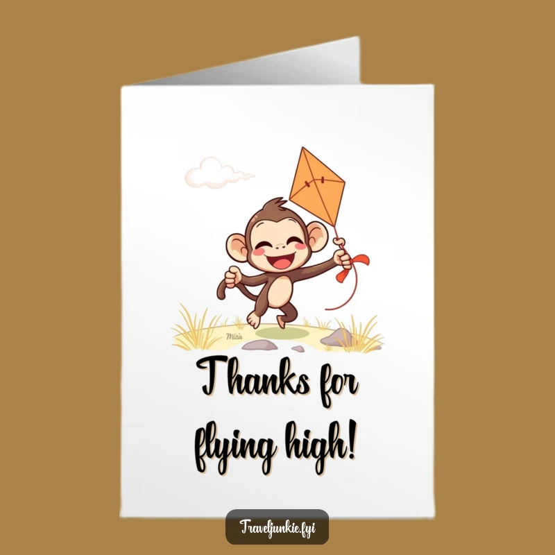 Free Printable Funny Monkey Kite Thank You Card - Goofy Downloadable Gift