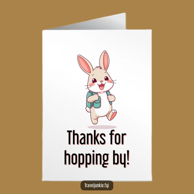 Free Printable Thank You Card: Happy Bunny with Backpack