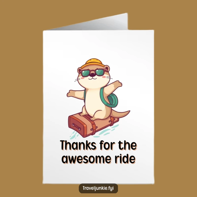 Free Printable Otter Surfer Thank You Card: Playful Gratitude Downloadable!