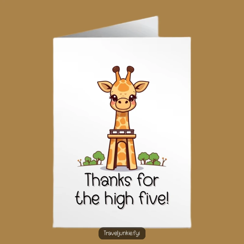 Free Printable Thank You Card: Giraffe Peeking Over Landmark - Awe-Inspiring Downloadable Gift
