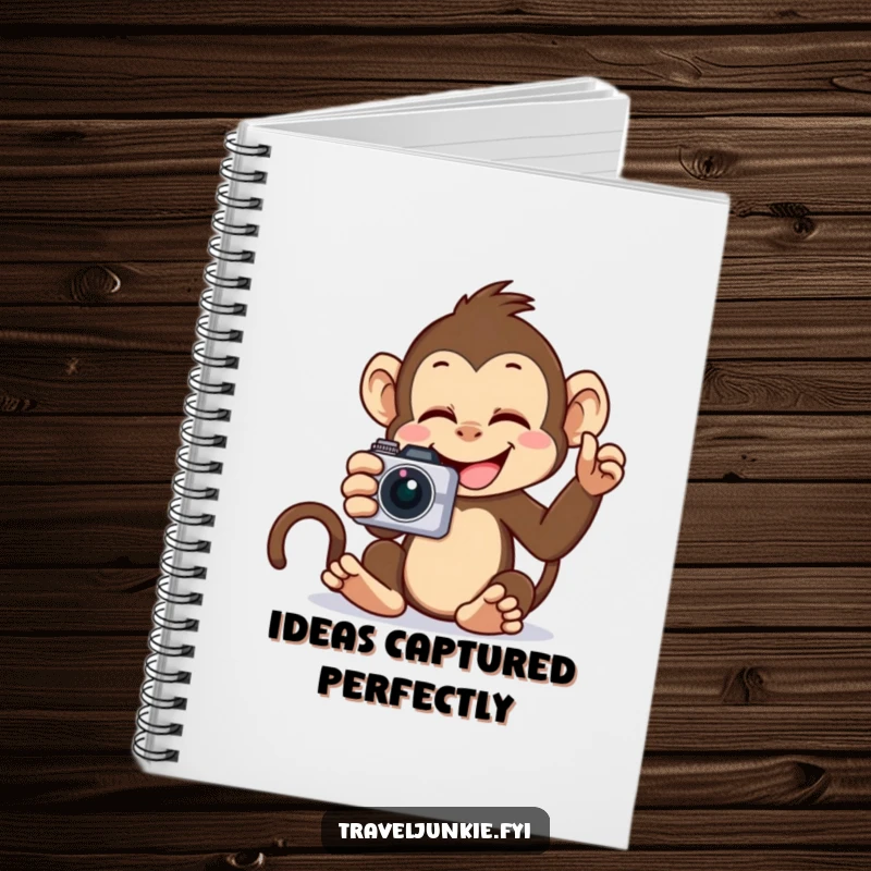 Funny Monkey Selfie Notebook: Features a giggling monkey taking a selfie, perfect for jotting down witty observations and plans.