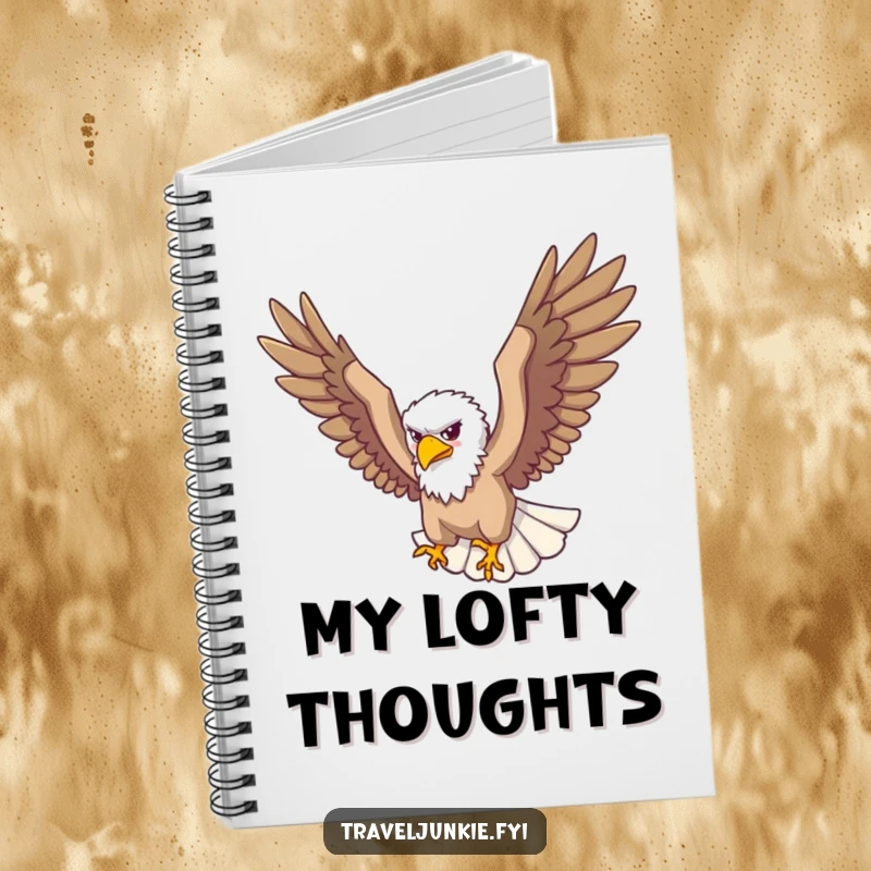 Funny Notebook: A soaring eagle traveler looks down from above, perfect for funny plans and ideas.