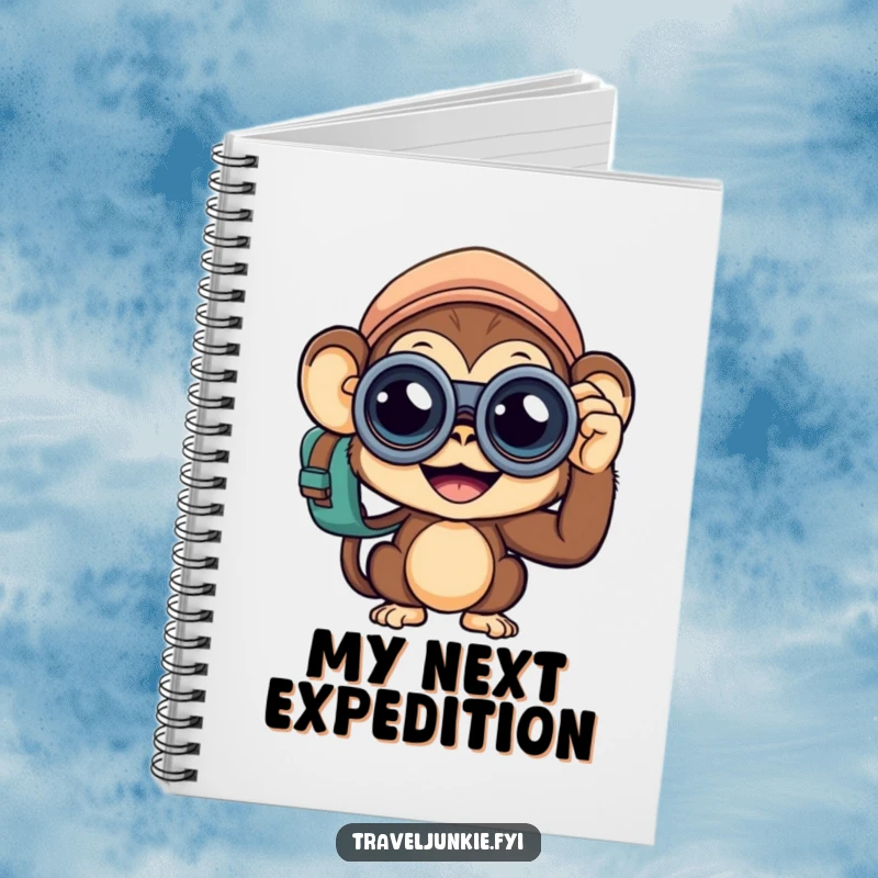 Funny Monkey Traveler Notebook: A curious monkey peeking from a notebook cover, perfect for documenting adventures, a funny gift.