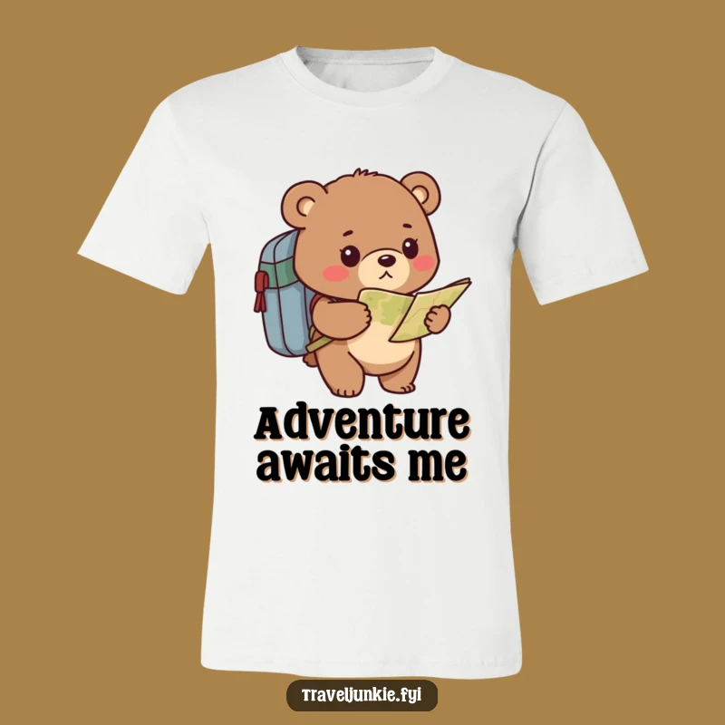 Funny Bear Hiker T-Shirt - Determined Explorer Map Graphic Tee Gift