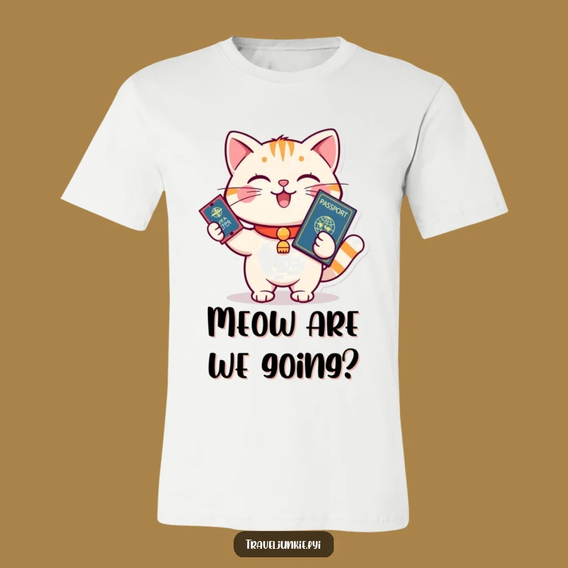 Funny Cat's Adventure T-Shirt: Passport & Ticket, Perfect Humorous Travel Gift