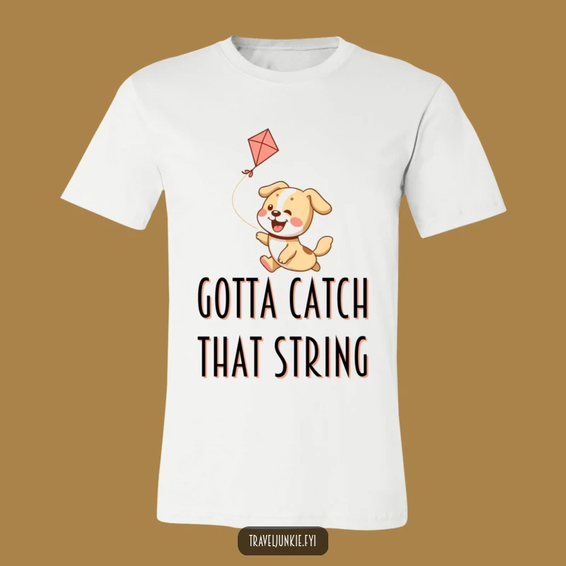 Funny Dog Kite Chase T-Shirt: Joyful Pup's Sky-High Adventure, Hilarious Graphic Tee!