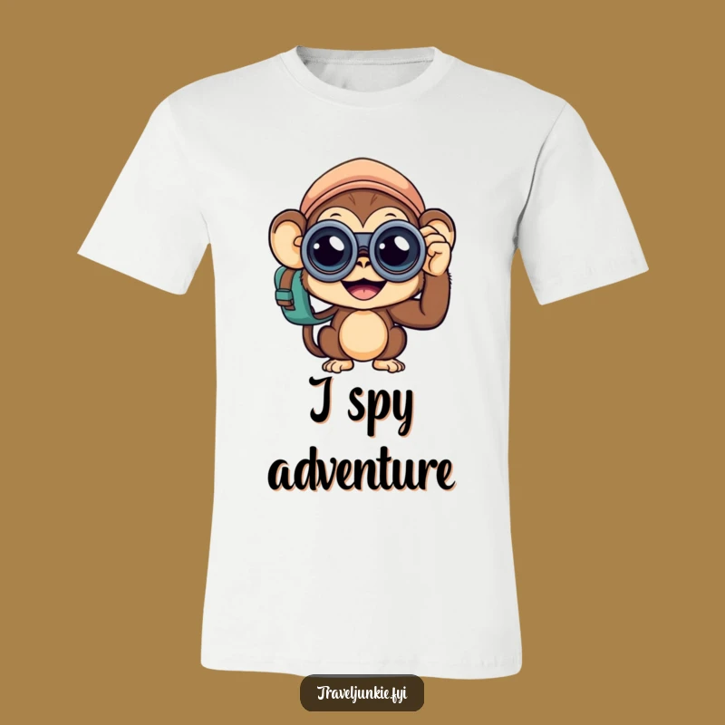 Funny Monkey Traveler T-Shirt: Curious Explorer Peeking, Hilarious Adventure Gift Tee