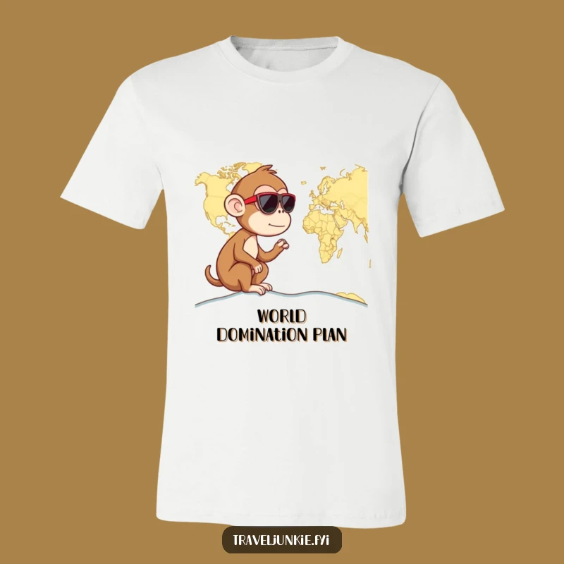 Funny Monkey Wanderer T-Shirt: Sunglasses & Map, Perfect Humorous Travel Gift