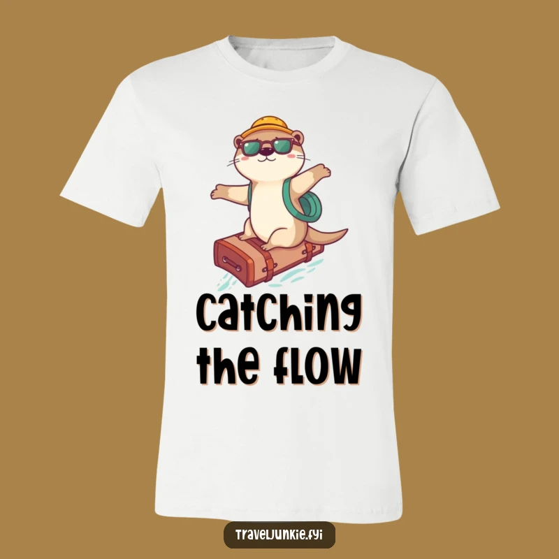Funny Otter Surfer T-Shirt: Playful Luggage Rider, Hilarious Adventure Tee