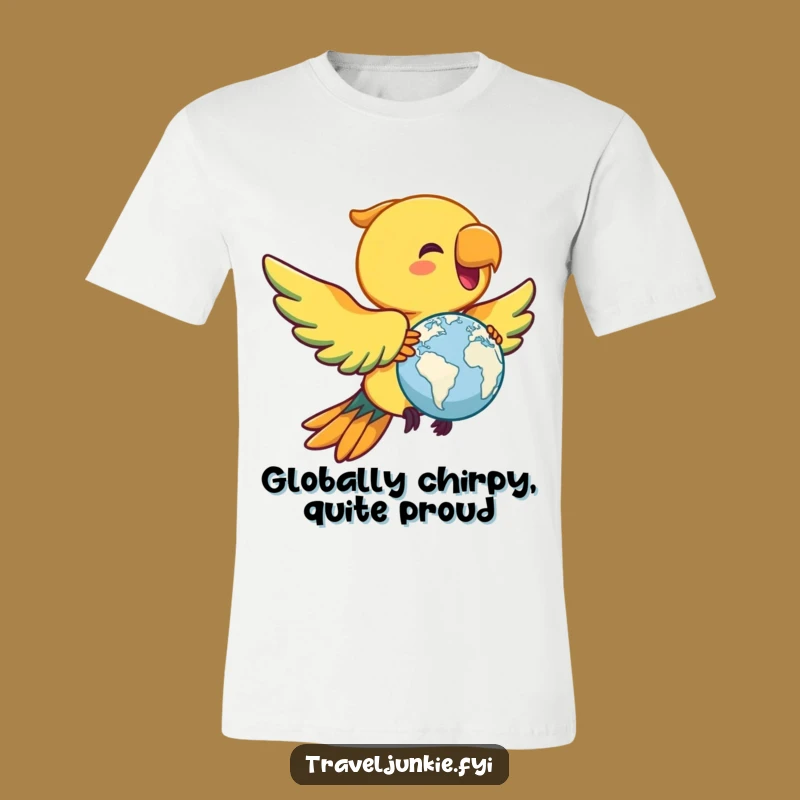 Funny Parrot Globe T-Shirt: Wear Your Wanderlust Hilariously!