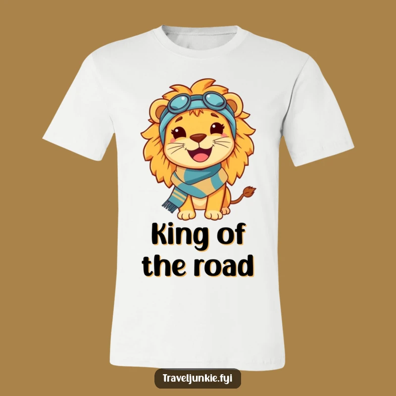 Funny Lion Travel T-Shirt: Wear Your Wanderlust with This Happy King Tee