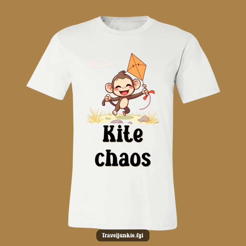 Funny Monkey Kite Flying Tee: Giggling Windy Day Shirt Gift