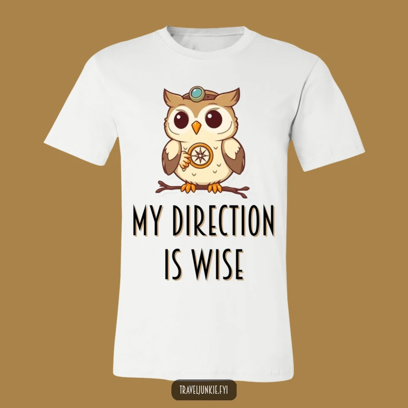 Funny Owl Navigator T-Shirt: Determined Bird with Compass, Ideal Funny Gift for Explorers