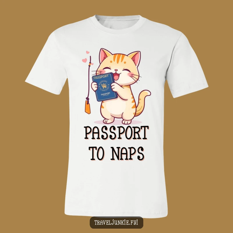 Funny Cat Passport T-Shirt - Happy Traveler Feline Character Tee Gift