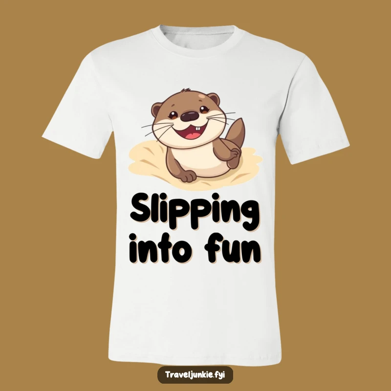 Funny Otter Dune Sliding T-Shirt: Joyful Beach Tee for Fun Lovers