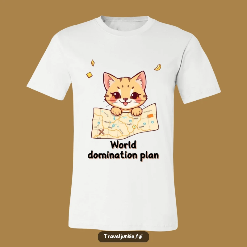 Funny Cat Travel T-Shirt: Mischievous Explorer Character Tee for Adventurers