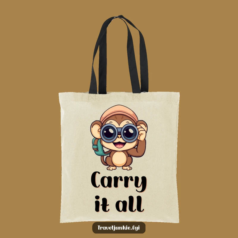 Funny Monkey Traveler Tote Bag: Curious Explorer's Essential, Chic Gift for Adventurers