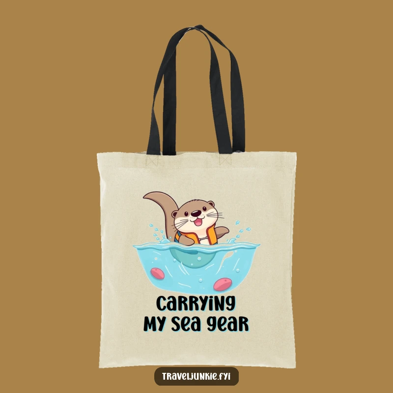 Funny Otter Life Vest Tote Bag: Adventurous Ocean Day Bag!