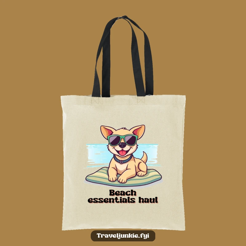 Funny Dog Sunglasses Beach Tote Bag - Relaxed Pup Carryall Gift