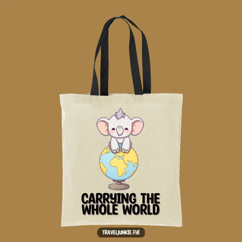 Funny Elephant Globe Tote Bag: Carry Your World with Humorous Style