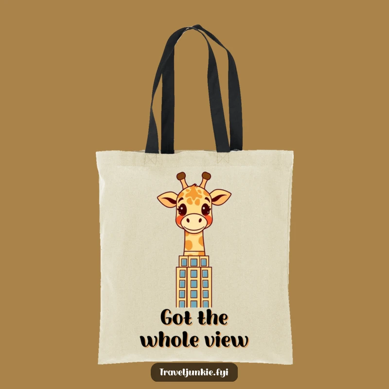 Funny Giraffe Skyscraper Tote Bag: Cheerful Character Carry-All for City Life