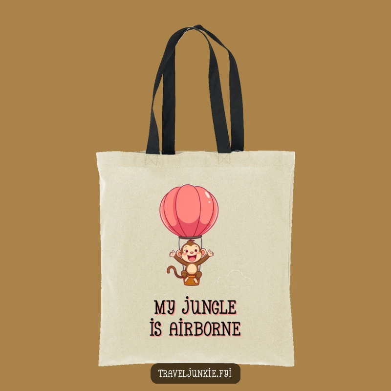 Funny Monkey Hot Air Balloon Tote Bag - Ecstatic Bounce, Perfect Funny Gift