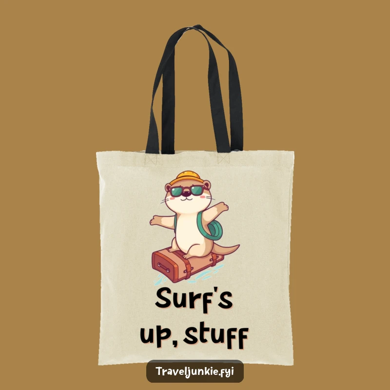 Funny Otter Surfer Tote Bag: Playful Travel Companion, Chic Gift