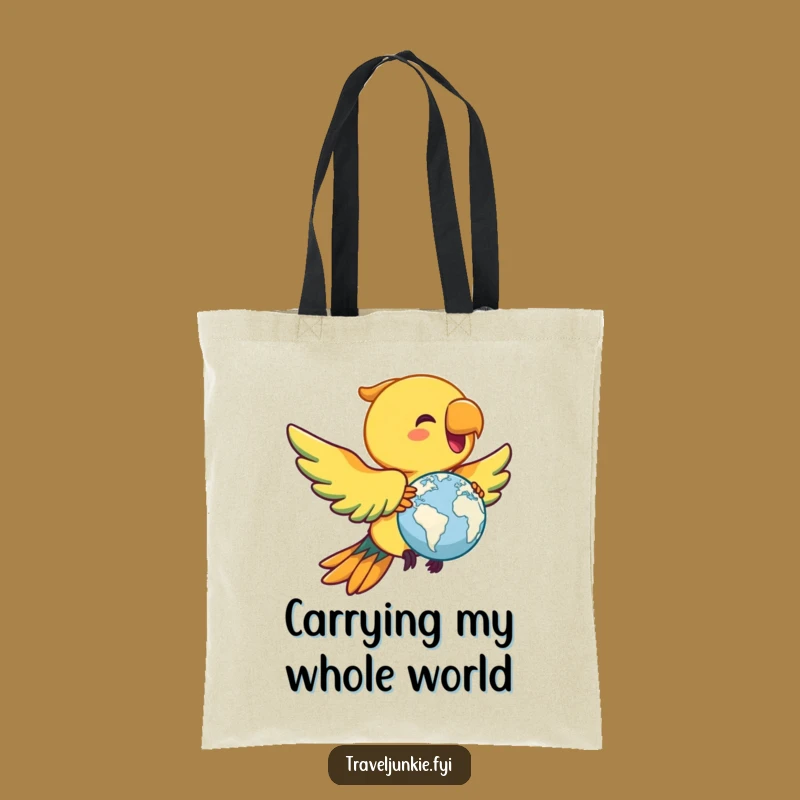 Funny Parrot Globe Tote Bag: Carry the World Hilariously!